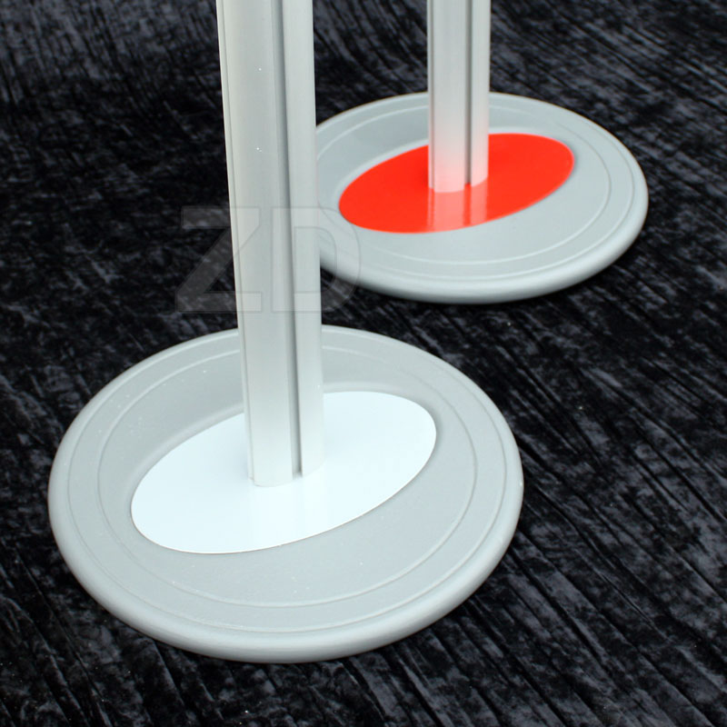 Sign Stand - Info Pole outdoor - Base plates made of cast zinc - non corrosive. With red and silver accent.